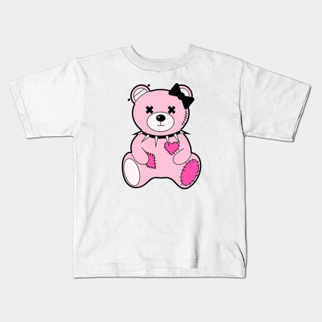 emo girl kawaii bunny and teddy bear Kids T-Shirt by Linna-Rose